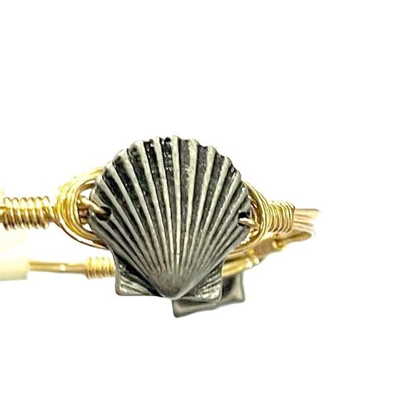 New High Quality Gold Sea Shell Hand Made Wire Wrapped Bangle Gify Bracelet - Picture 3 of 8